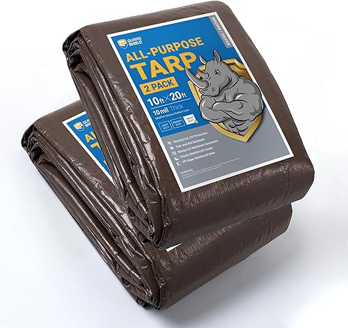 Miniatura 97 de GUARD SHIELD Lona resistente de 20 x 20 pies, cubierta de lona de polietileno negra y plateada impermeable, gruesa, multiusos, de 25/64 pulgadas