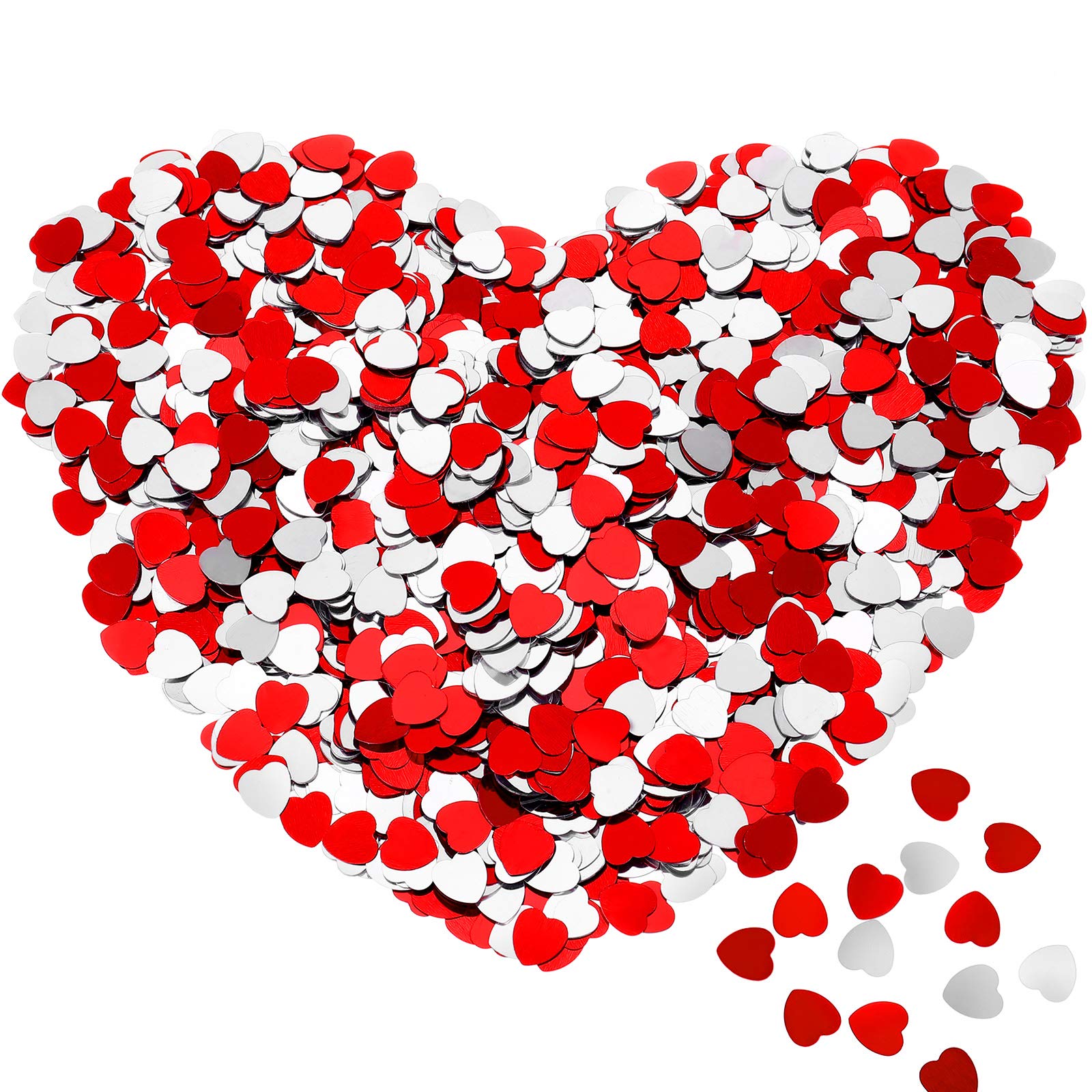Skylety 3000 PCS Valentine's Day Glitter Heart Confetti Metallic Foil Heart Sequins Confetti for Wedding Engagement Bridal Shower Birthday Home Table Decoration