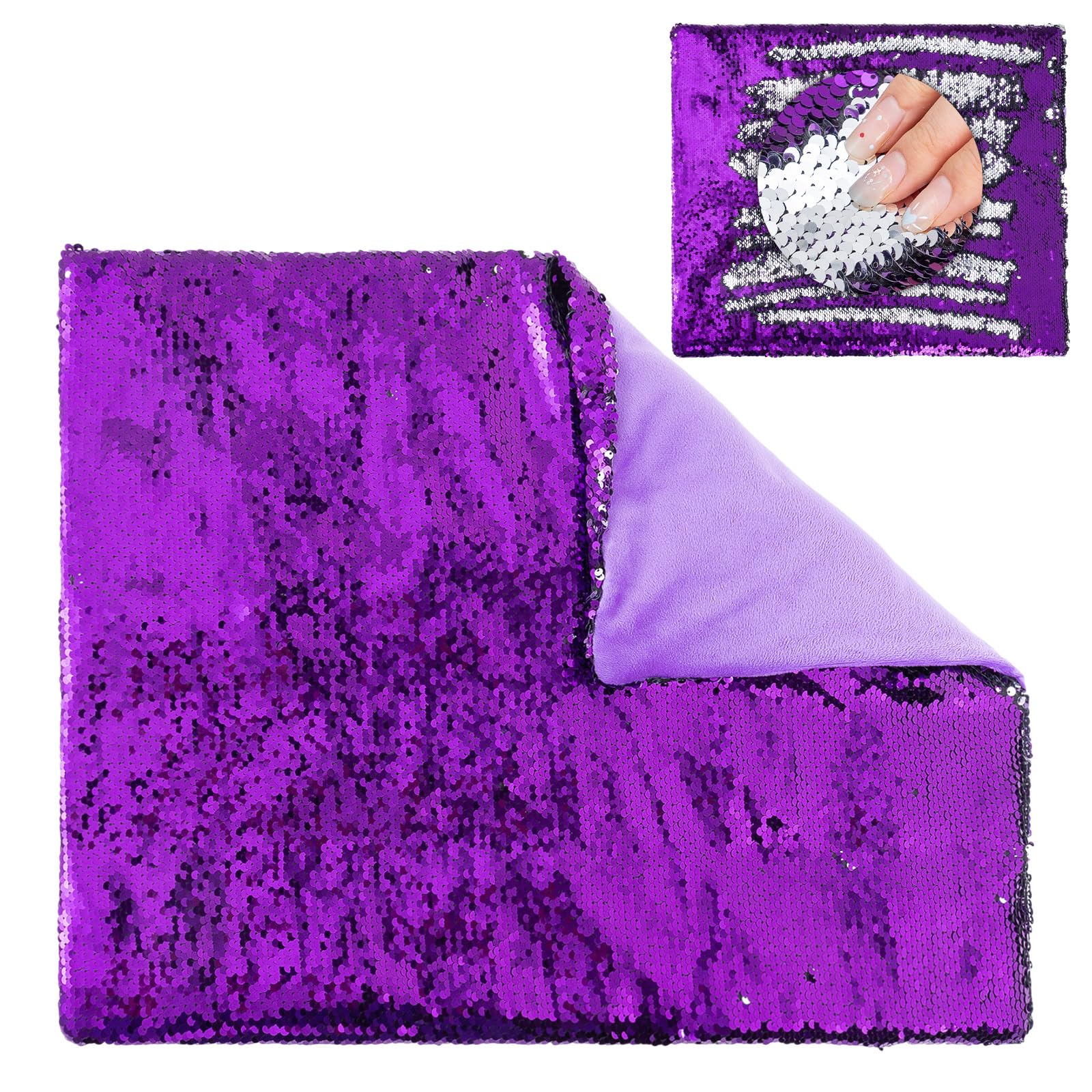 Hugsmiling Weighted Lap Pad for Kids – 5lbs Sensory Lap pad with Easy to Maneuver Sequins – Ideal for Kids Sensory Play (Purple and Silver)