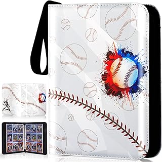 Card Binder 9 Pocket, Trading Card Binder with Sleeves, Baseball Card Binder, Sports Card Binder Collectible Trading Card Albums Fits 900 Cards with 50 Removable Sleevesves
