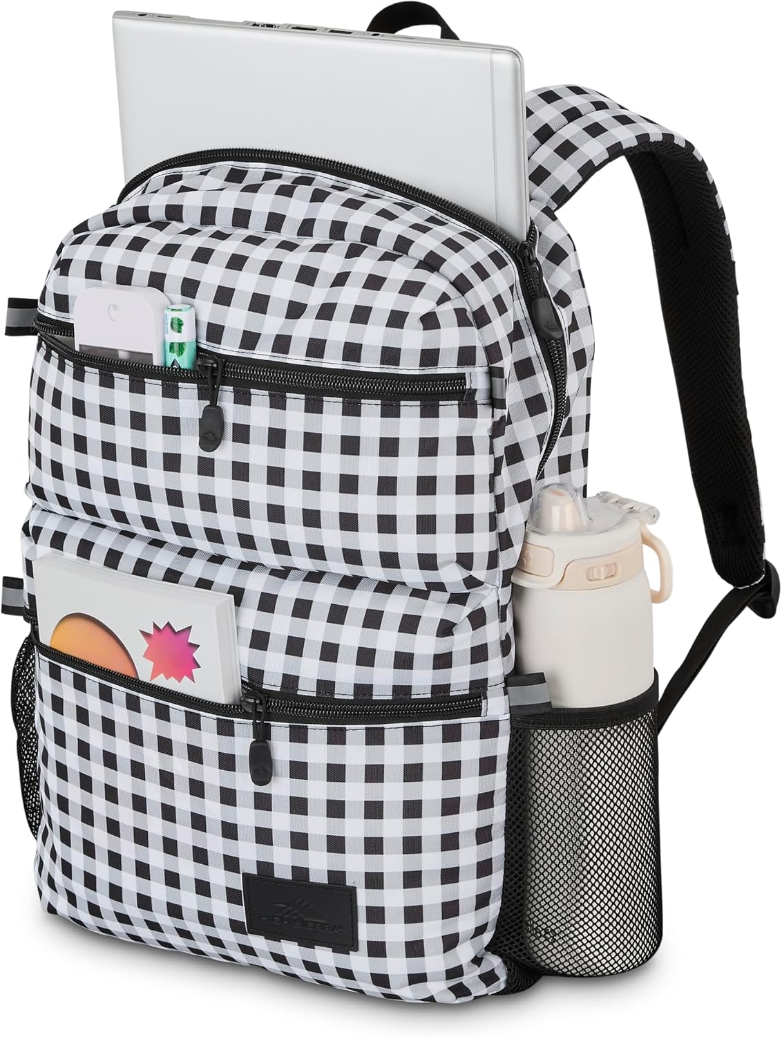 High Sierra Everclass Backpack - Travel or Work Laptop Bookbag with 360° Reflectivity, Dual Water Bottle Pockets & Fits Laptops Up To 15.6”, One Size, GINGHAM/BLACK image 4