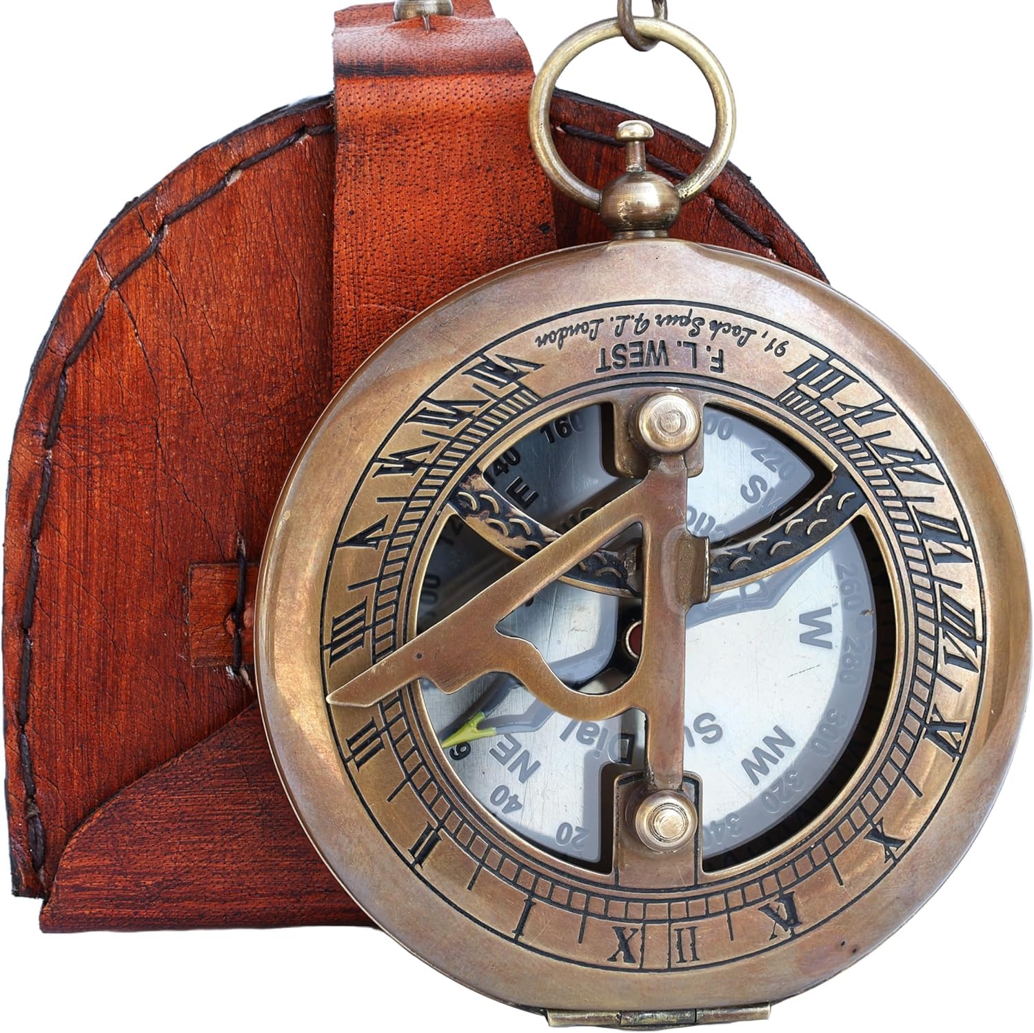 Reloj de sol de latón, brújula abierta, accesorio steampunk, regalo único para hombres, hermoso hecho a mano, reloj solar, reloj de sol, reloj steampunk para él, decoración antigua
