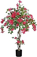 Vitalismo 4FT Artificial Bougainvillea Tree - Realistic Pink Silk Flowers Faux Plant in Pot for Indoor Outdoor Decor