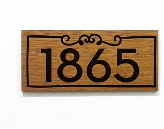 Modern House Numbers - Small Solid Wood African Teak Iroko with Laser Engraving, Contemporary Home Address, Wall Mounted Plaque, Ornament 2