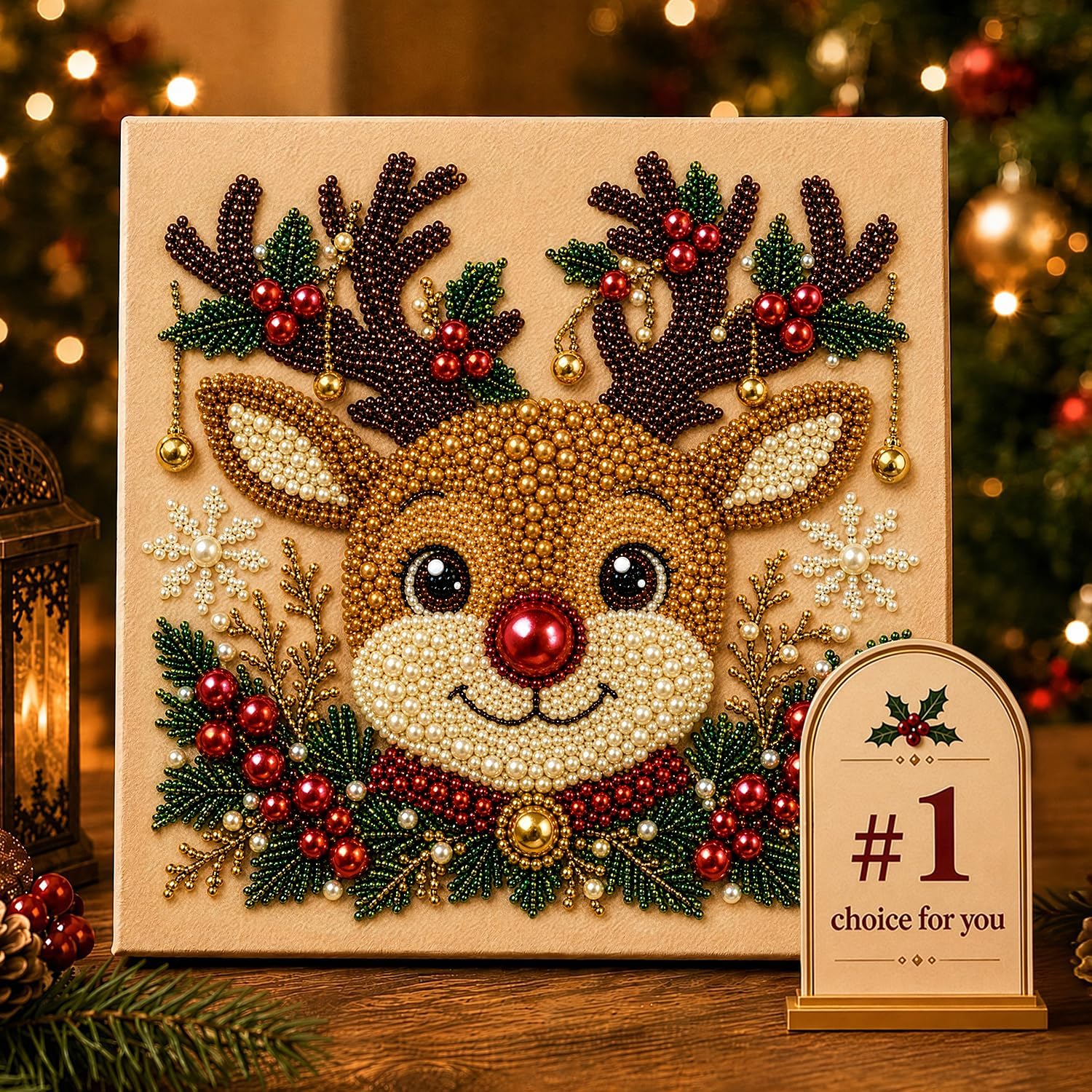 ManJHong DIY Christmas Pearl Diamond Painting Kit, DIY Jesus Pearl Diamond Painting Art Kit with Frame for Adults Beginner, Xmas Pearl Beads Art Craft for Home Wall Decor