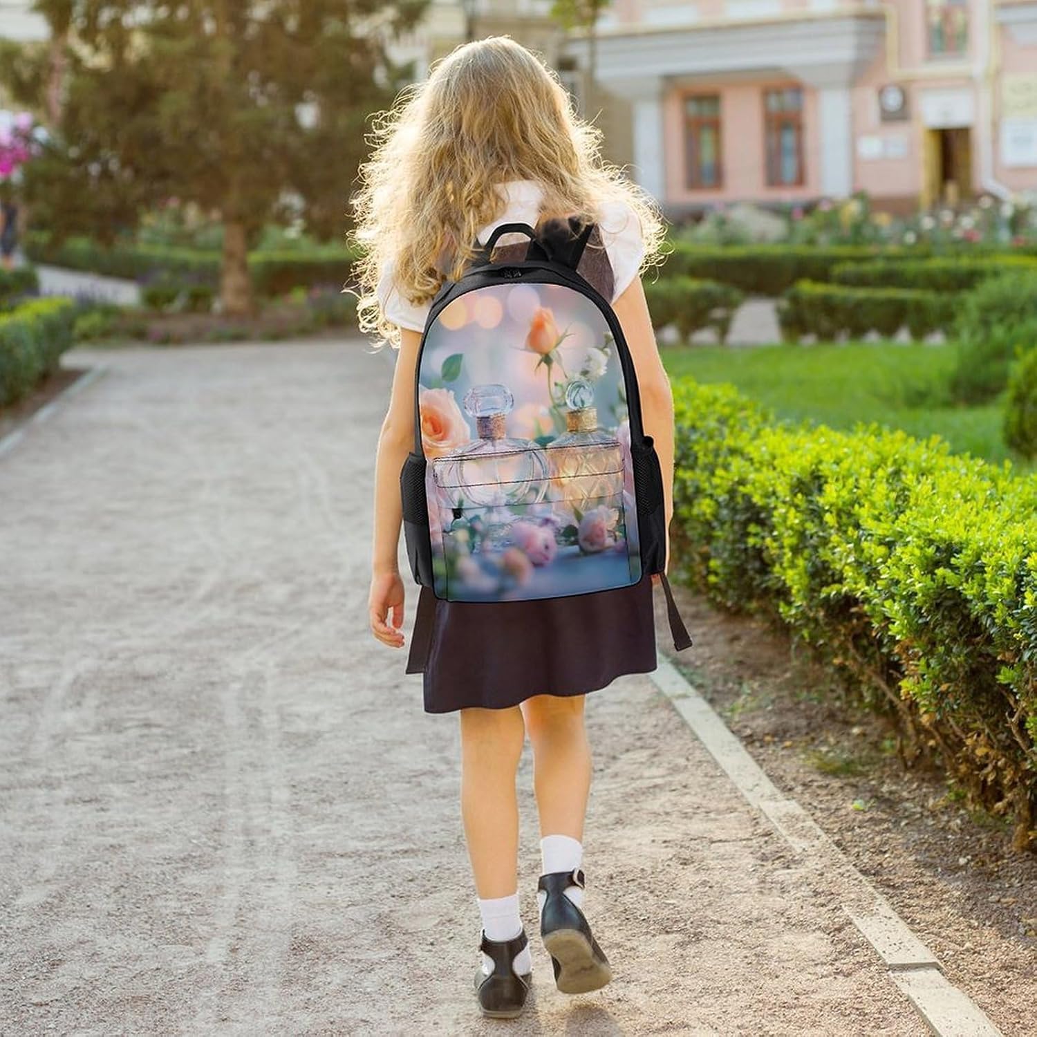 Perfume Rose Floral Laptop Backpack for Men Women Fashion Computer Bag Business Travel Daypack