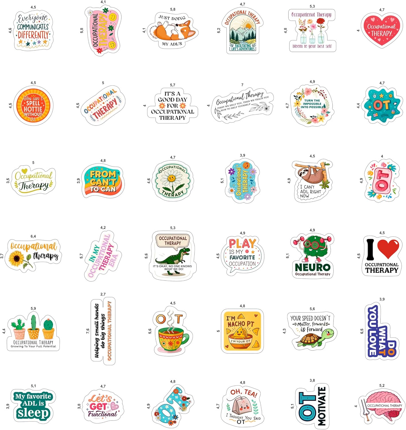 100Pcs Funny Occupational Therapy Stickers and Decals for Water Bottle, Laptop- Occupational Therapy Gifts, OT Day Party Decorations and Favors - Physical Therapist Stickers - Gift for Women & Men - Image 3