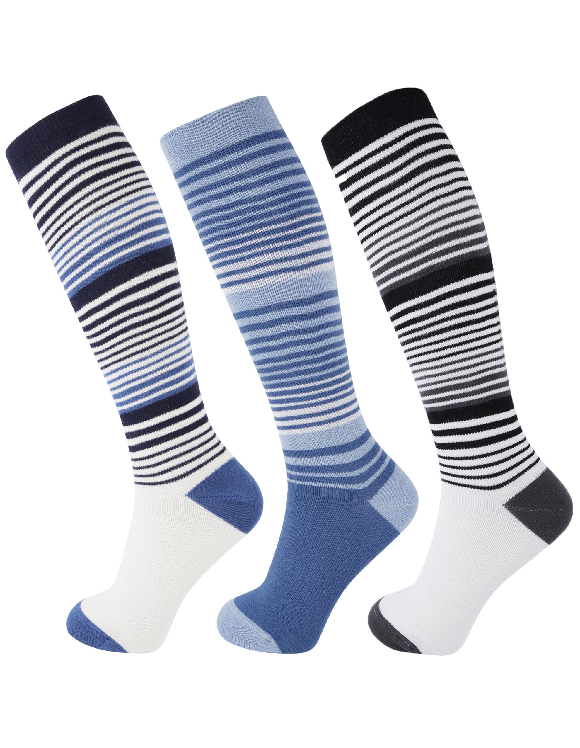 +MD 3 Pairs Bamboo Viscose Compression Socks for Women Men 15-20mmHg Knee High Support Stockings for Pregnancy Nurse Travel