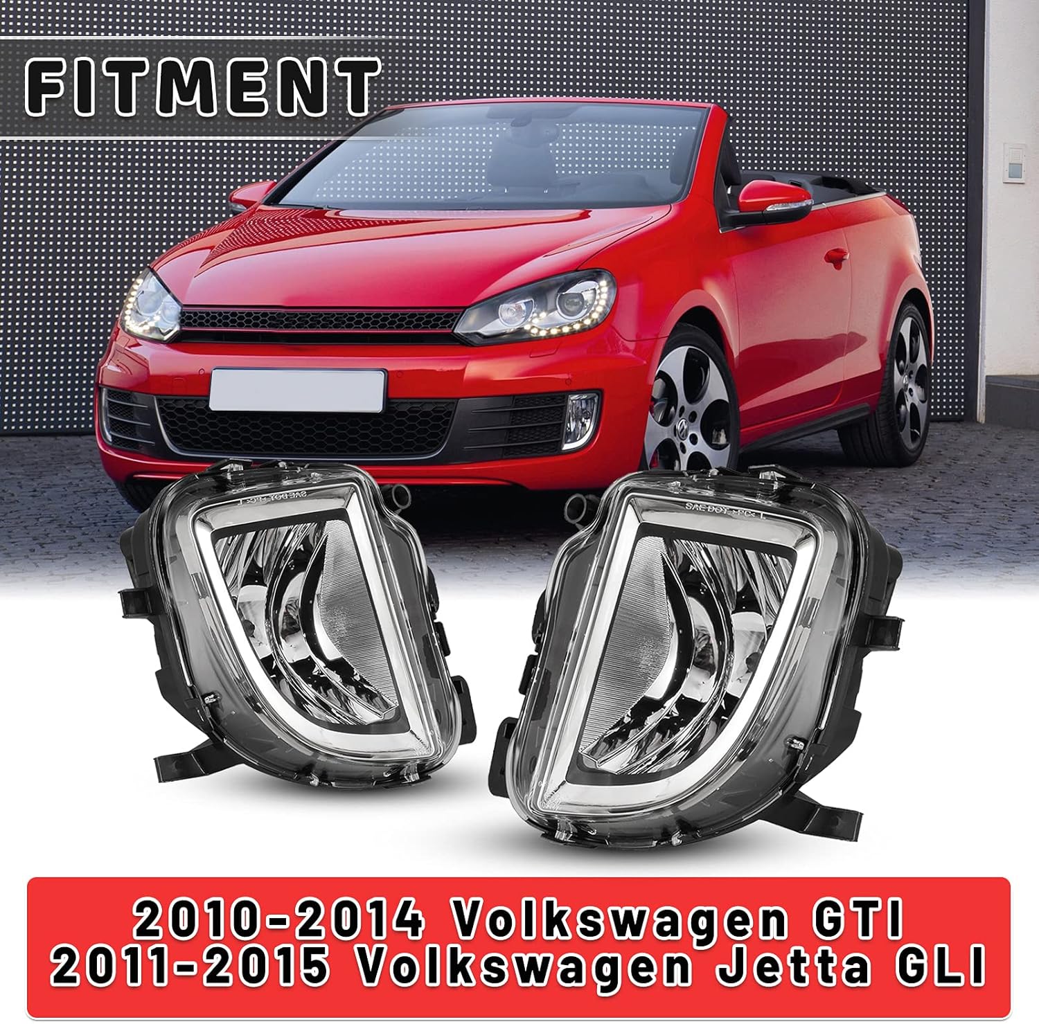 AUTOWIKI Fog Lights Lamp Assembly For Volkswagen GTI 2010 2011 2012 2013 2014 VW Jetta GLI 2011-2015