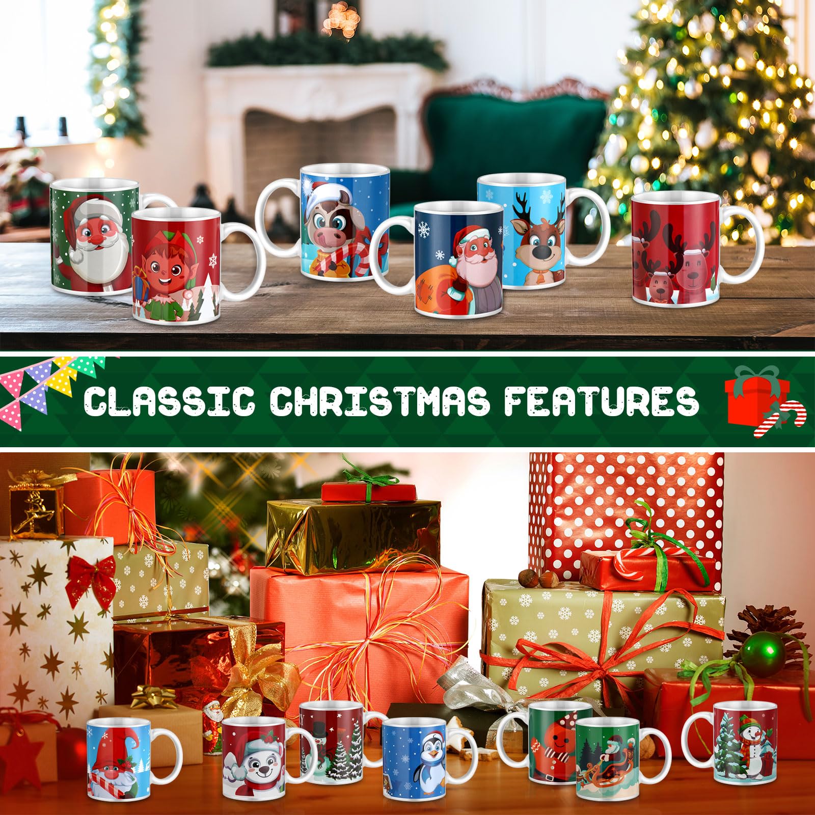 Amazon.com: Tioncy Set of 16 Christmas Coffee Mugs Bulk 11 oz Holiday Ceramic  Mugs Set with Handles Santa Xmas Tree Snowman Ceramic Coffee for Women Men  Christmas Gifts Hot Tea Coffee :