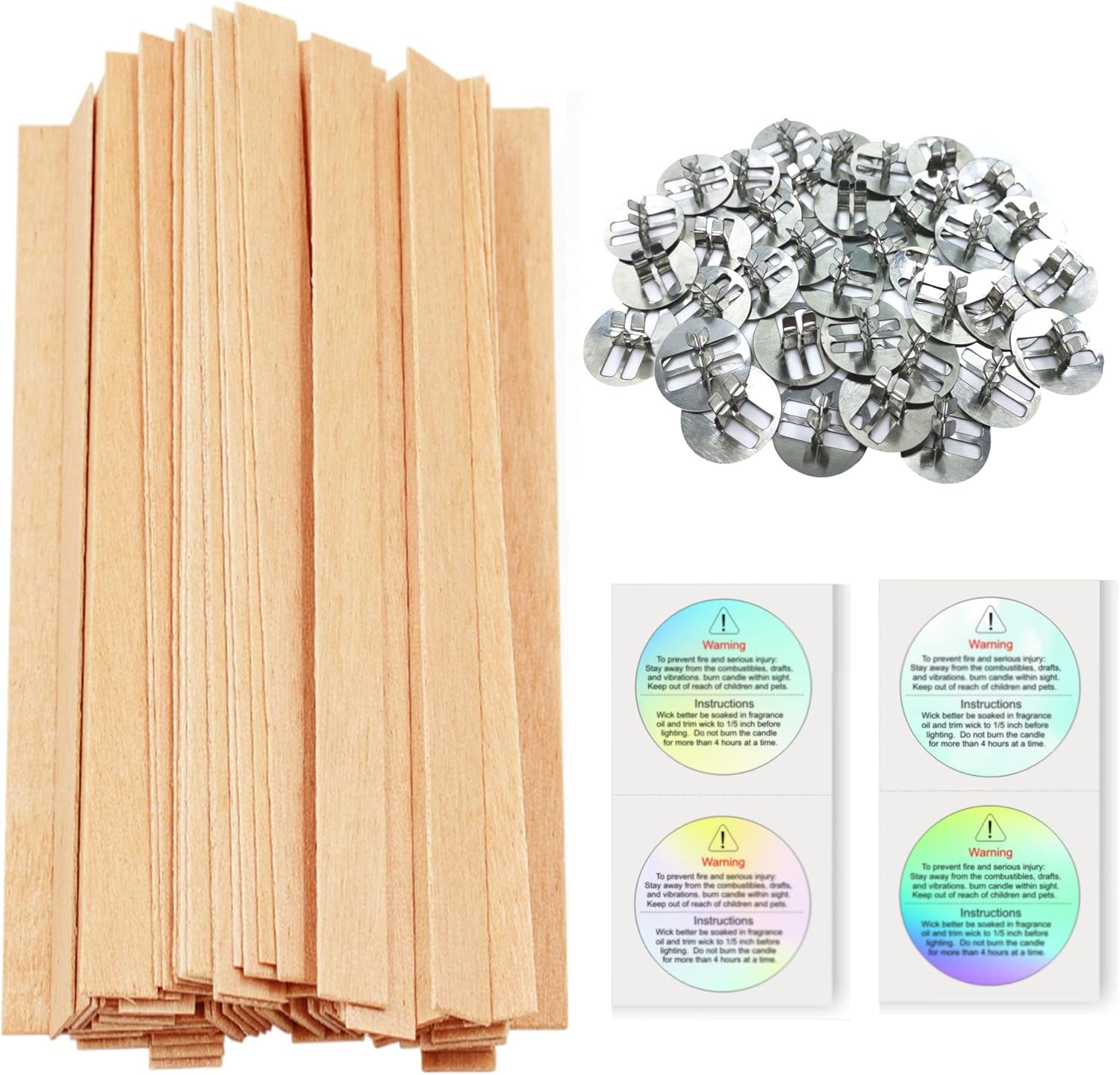 Visgaler 100 Set DoubleThickness Wooden Candle Wicks