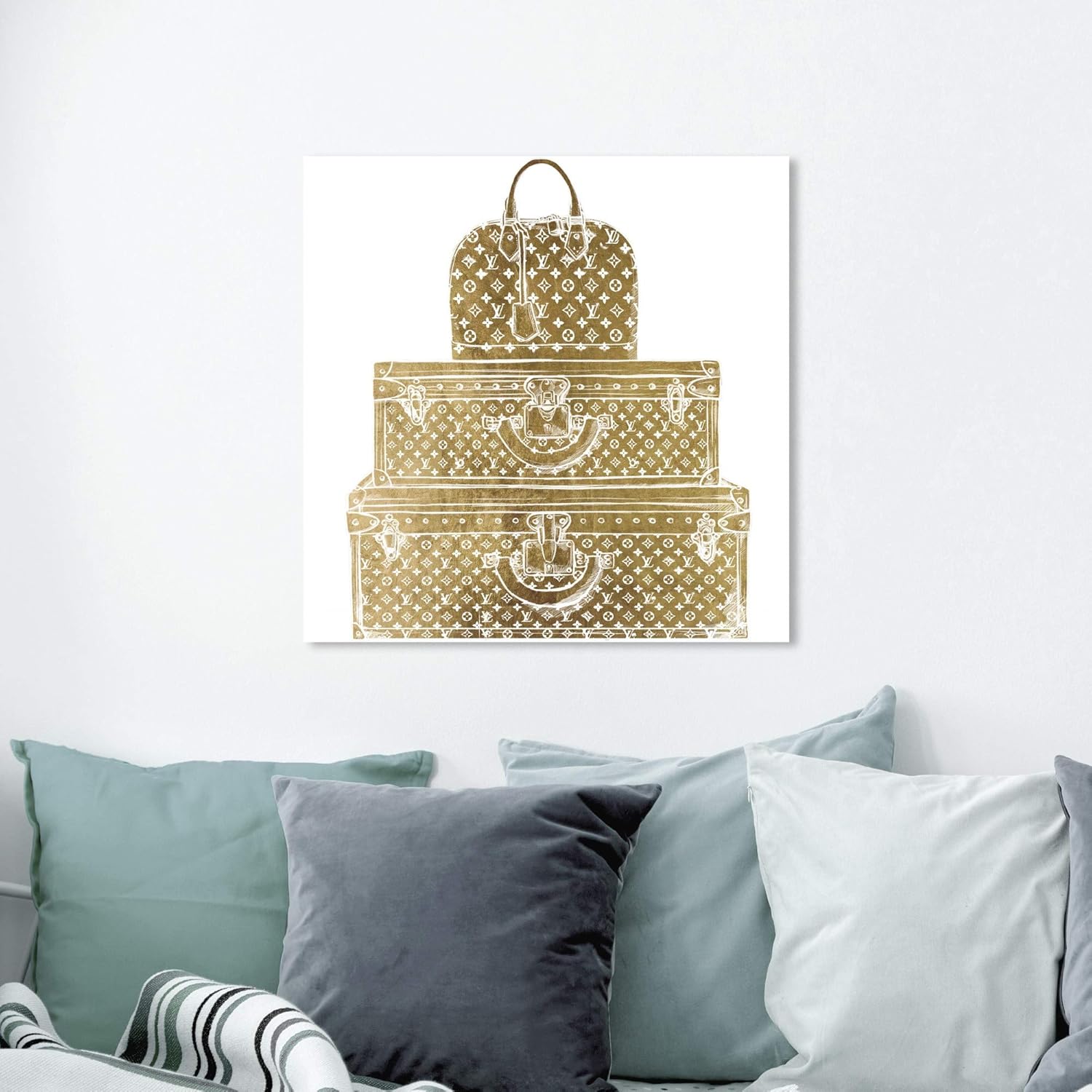 The Oliver Gal Artist Co. Fashion and Glam Wall Art Canvas Prints 'Royal Bag and Luggage Gold Diecut'