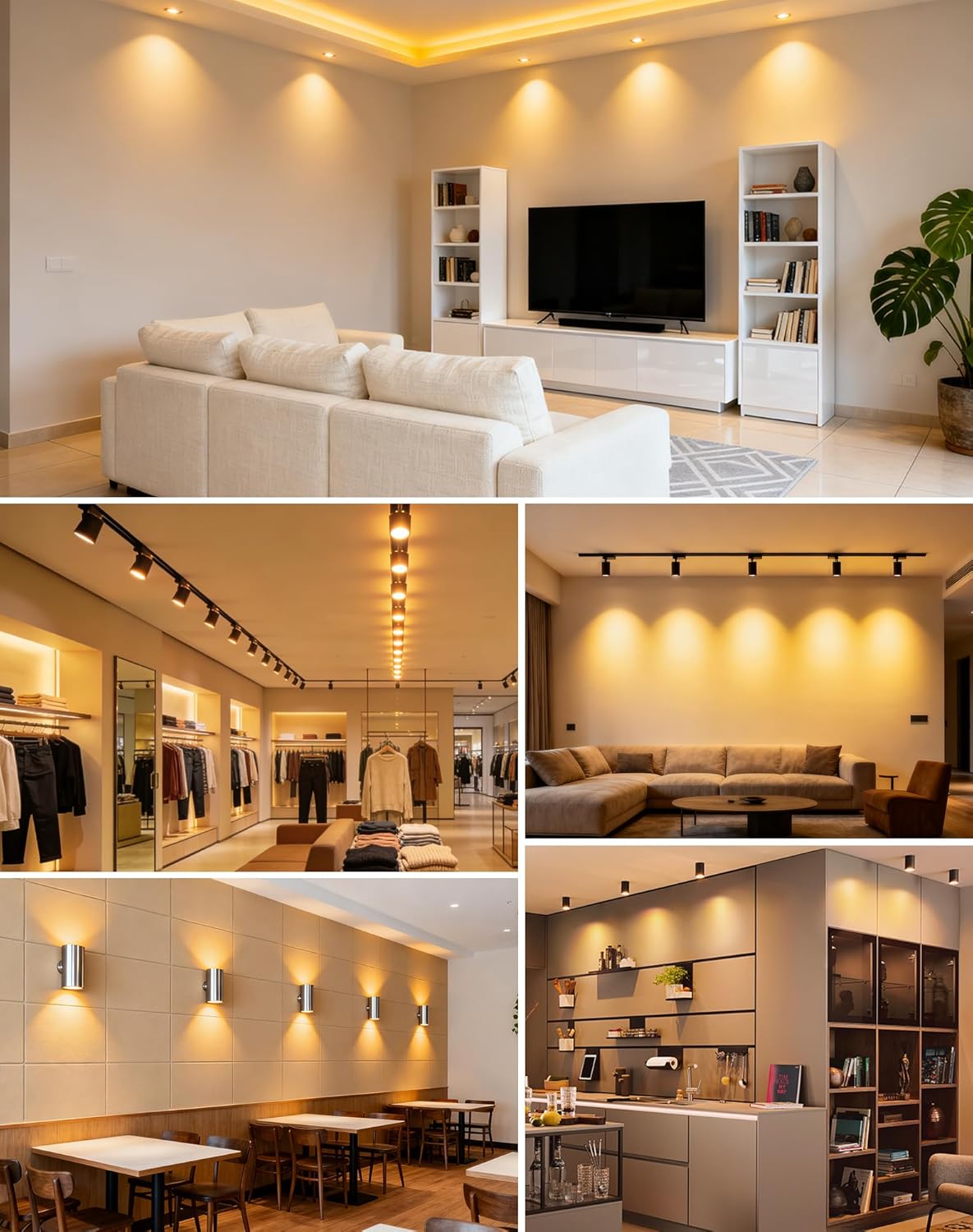 GU10 LED Bulb 5W - Warm White 2700K, 50W Halogen Equivalent, Flicker-Free & Non-Dimmable, 36 Degree Beam Angle, 35000Hrs, Track Light Bulbs for Kitchen, Range Hood, Living Room, Bedroom, 6-Pack