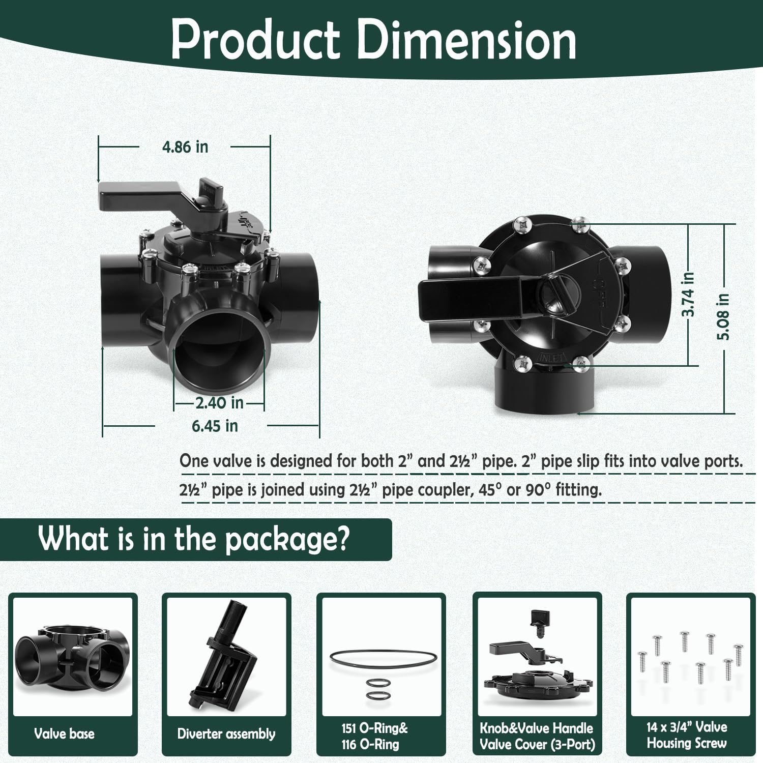 Amazon.com: 3 Way Pool Valve 2 Inch Replacement for Pentair 263028