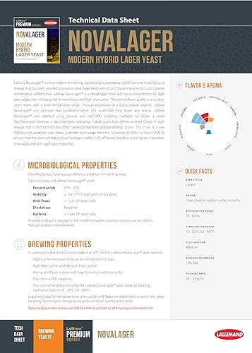 Miniatura 5 de LalBrew NOVALAGER - Levadura de cerveza híbrida moderna, paquete de 0.43 onzas Danstar Nova Lager Lallemand Premium Series Dry Brewers Levadura