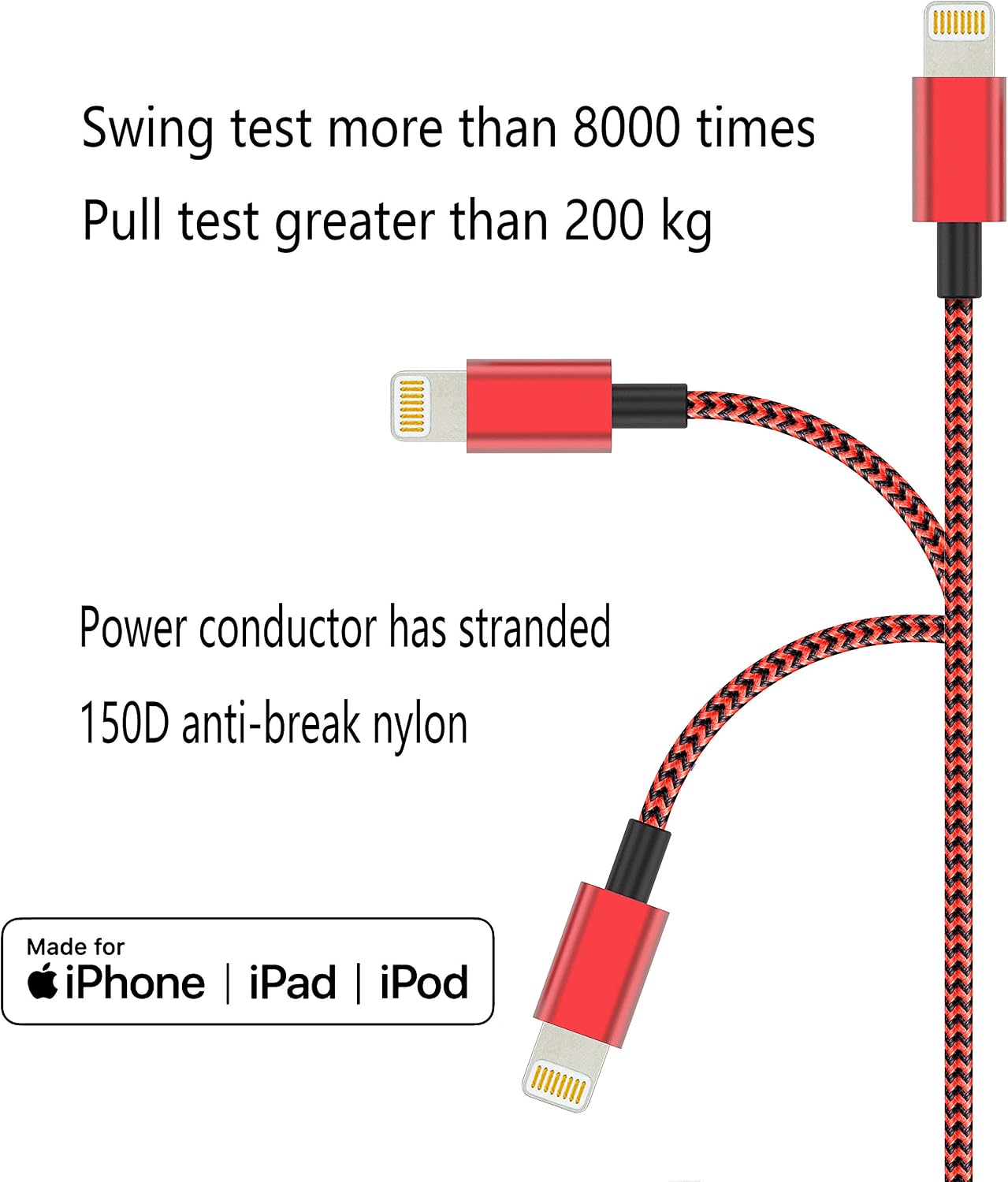 IDiSON Long Charger Cord 4Pack(10/6/6/3ft) iPhone Lightning Cable for Mfi Certified Nylon Braided Power Fast Compatible iPhone 11 Pro Max XS XR 8 Plus 7 Plus 6s 5s 5c Air iPad Mini iPod (Red Black)