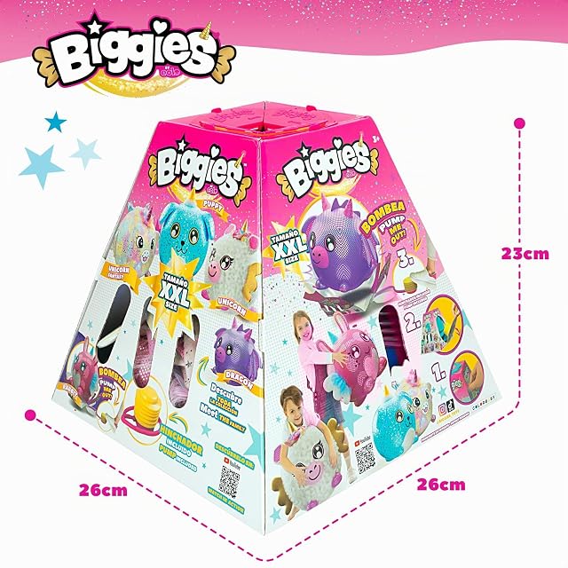 Foto 6 de 7 de ColorBaby Biggies - Unicornio fantasía Peluche Gigante, Incluye hinchador de pie, Juguetes Sorpresa, Pelota…