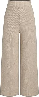 Lounge Pants Women Wide Leg Mid Waist Ribbed Knit Pants Casual Solid War...