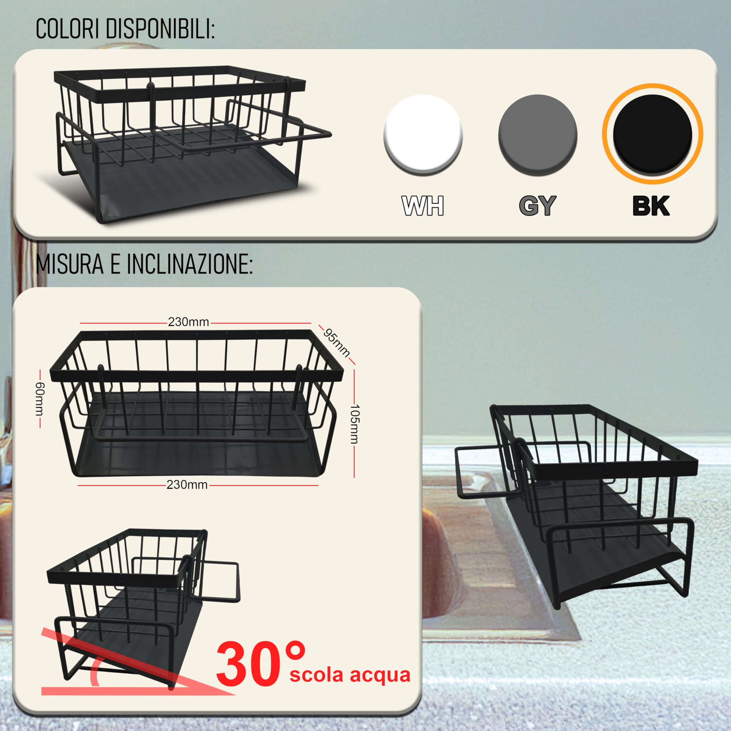 Organizzatore Lavello MAKA Allungabile 34-45cm - Griglia Acciaio Inox Per Spugne E Detersivi | Con Portasciugamani - Foto 7