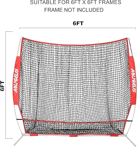 Miniatura 4 de Red de béisbol de sóftbol de repuesto de 6 x 6 pies (solo red), red portátil de práctica de lanzamiento y bateo, red de béisbol sin nudos de 7