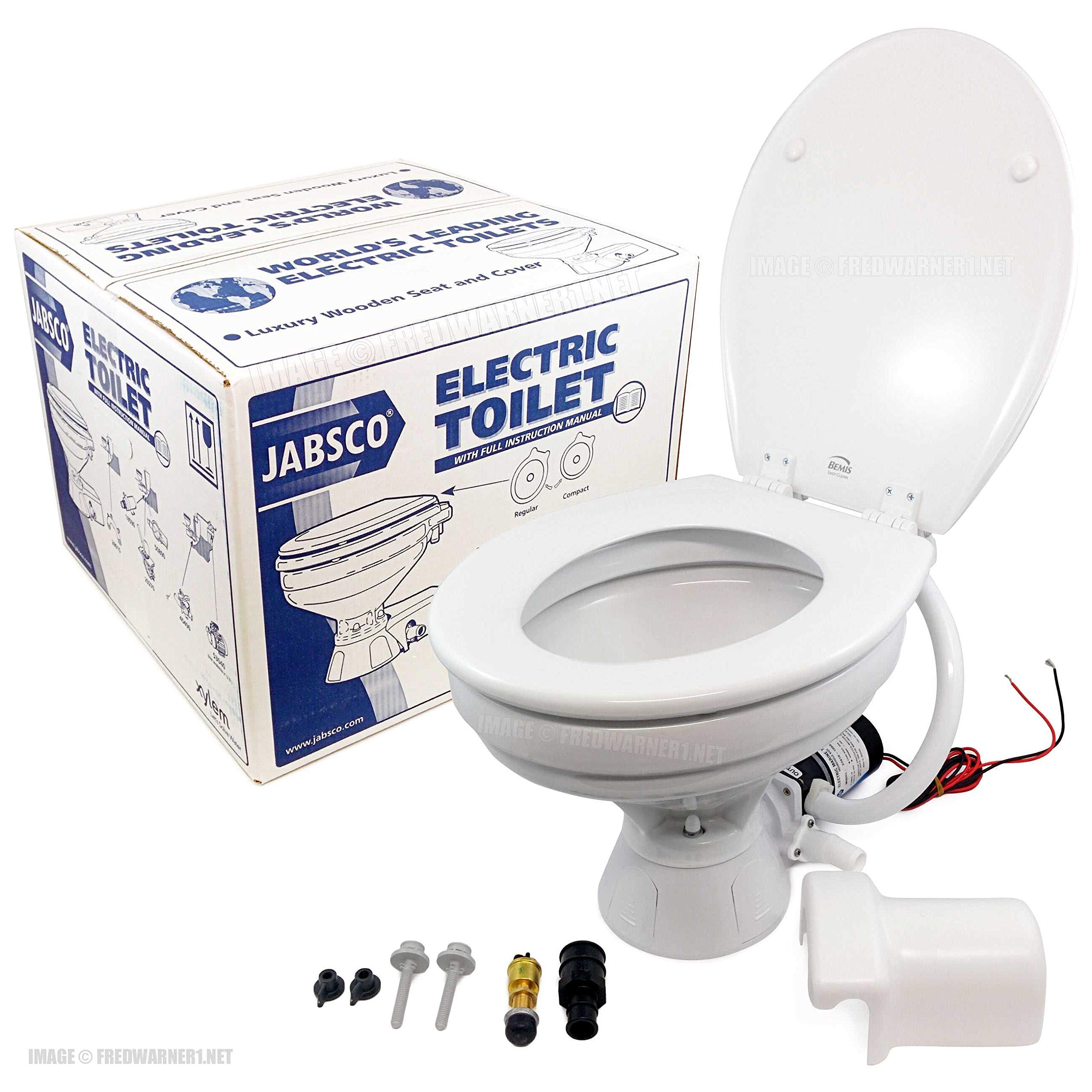 Jabsco37010 Series Electric Marine Toilet, Push Button Operation, Macerator