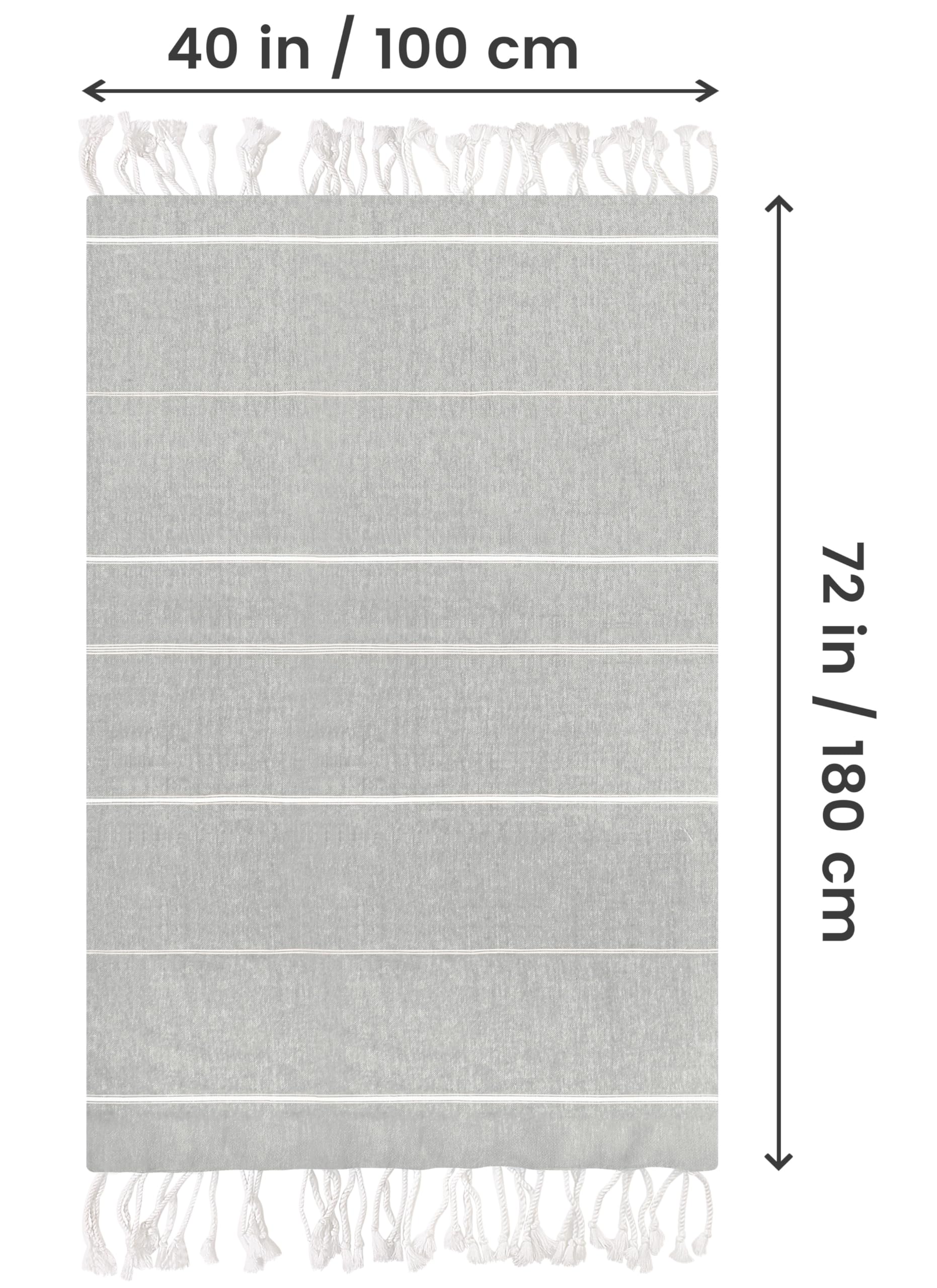 Utopia Towels-2 turecki ręcznik plażowy (100 x 180 cm) ponadwymiarowy w 100% bawełniany bez piasku lekki szybkoschnący koc plażowy bardzo duże tureckie ręczniki kąpielowe do podróży (chłodny szary)