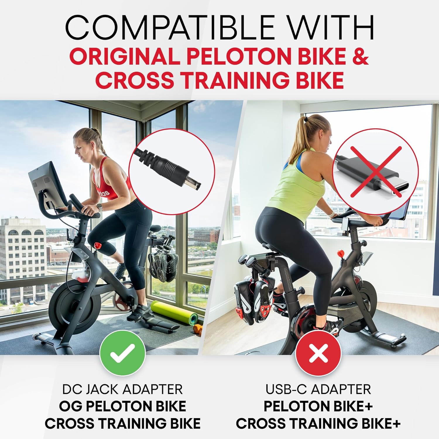 Replacement Power Supply for Original Bike and Peloton Bike+ - Compatible with Peloton Bikes and Cross Training Bikes - Power Cord - UL Listed AC Power Adapter (Choose The Correct Model)