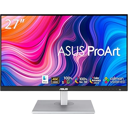 ASUS ProArt Display PA279CV 27” 4K HDR UHD (3840 x 2160) Monitor, IPS, 100% sRGB/Rec. 709, ΔE < 2, USB-C DisplayPort HDMI USB hub, Calman Verified, Compatible With Laptop & Mac Monitor,BLACK