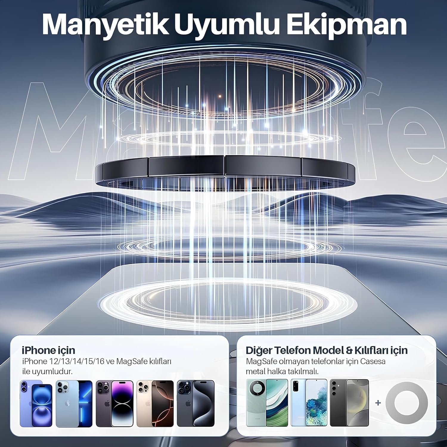 X68 Mıknatıslı Vakumlu Araç Içi Telefon Tutucu Manyetik 360° Dönen Taşınabilir Çok Amaçlı Araba Tutacağı