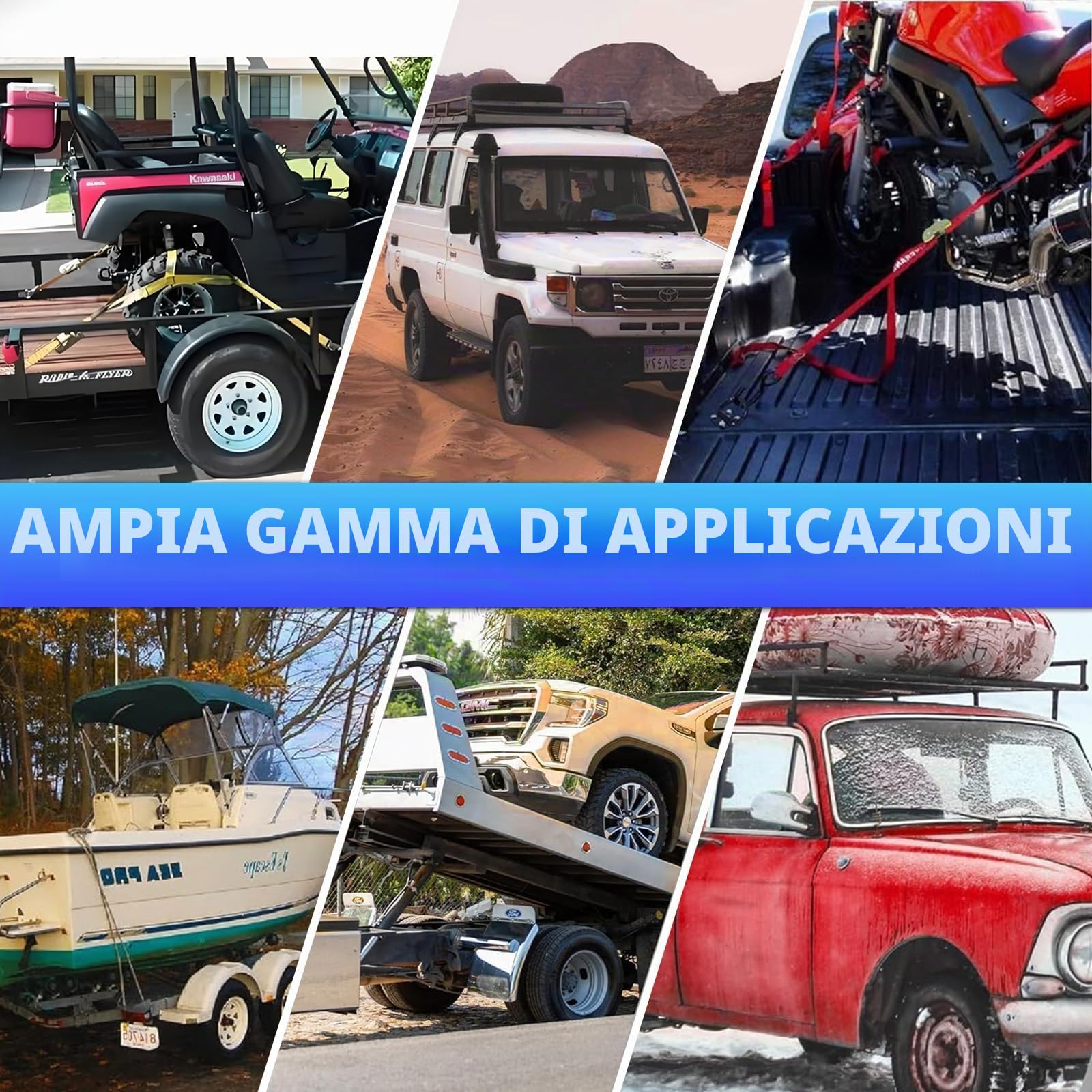 6 Pezzi Occhielli di ancoraggio per rimorchio Ganci per Rimorchio Anello Ancoraggio Rimorchio Furgone, capacità di Carico 1000Kg Occhielli di fissaggio zincati con Contropiastre e Gancio