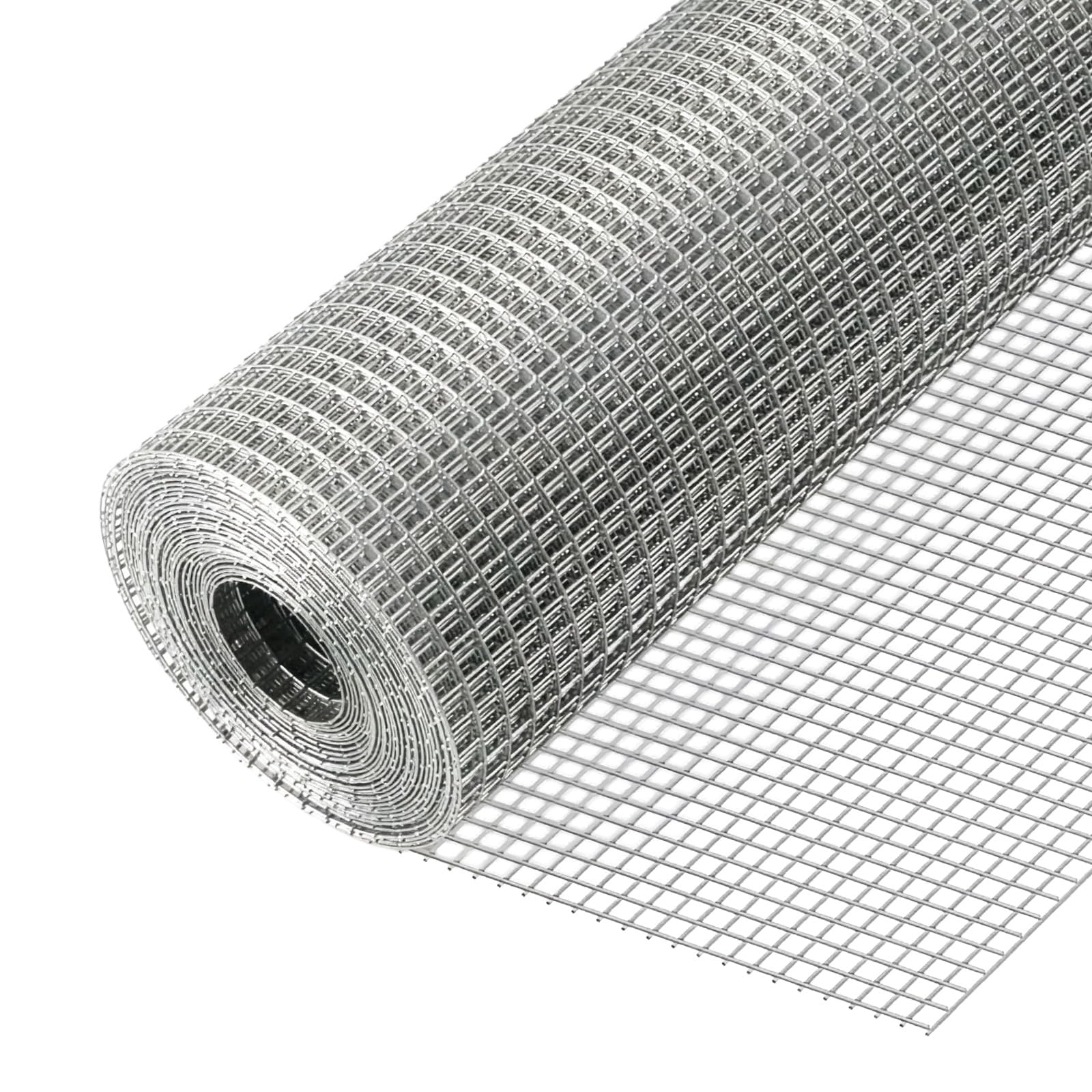 SUNNYNEST Chicken Wire Mesh Roll, 0.6 * 30m Galvanised Welded Wire Mesh 25mm, Heavy Duty Wire Fencing Roll, Rustproof Garden Fence for Chicken Coop, Plants, Vegetables & Animal Enclosure