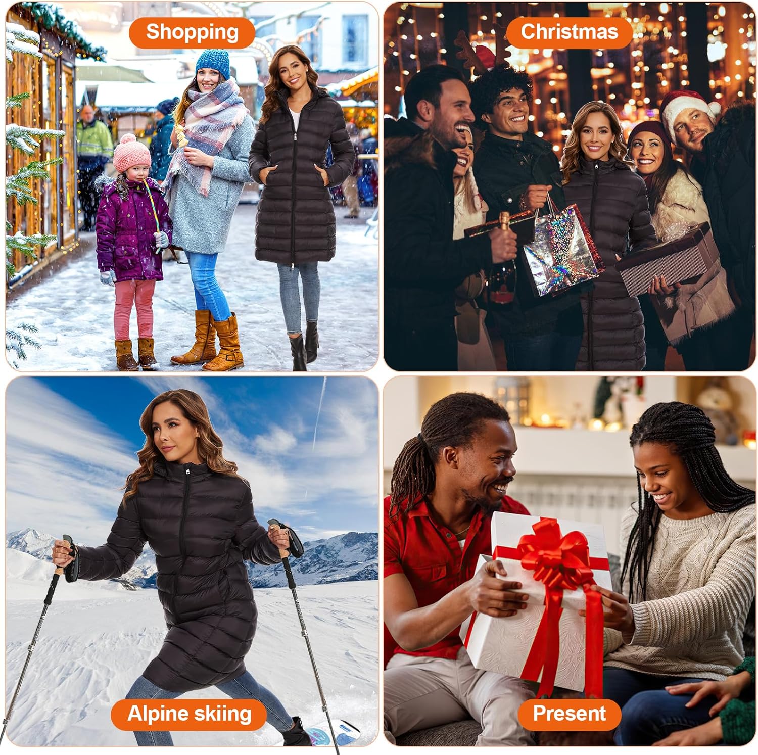 Heated Jacket for women with 2PCS 12000mAh Battery Pack,5 Heating Jackets with Hood - Image 6