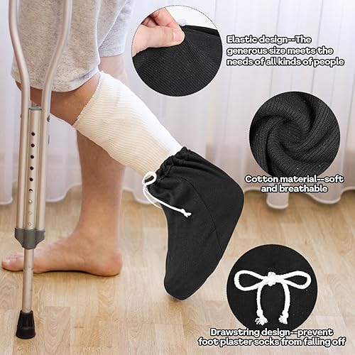 Miniatura 3 de Sibba Funda de calcetín fundida para pie, 1 unidad, calcetines de protección de yeso ajustable, funda lavable debajo de la rodilla, protector de