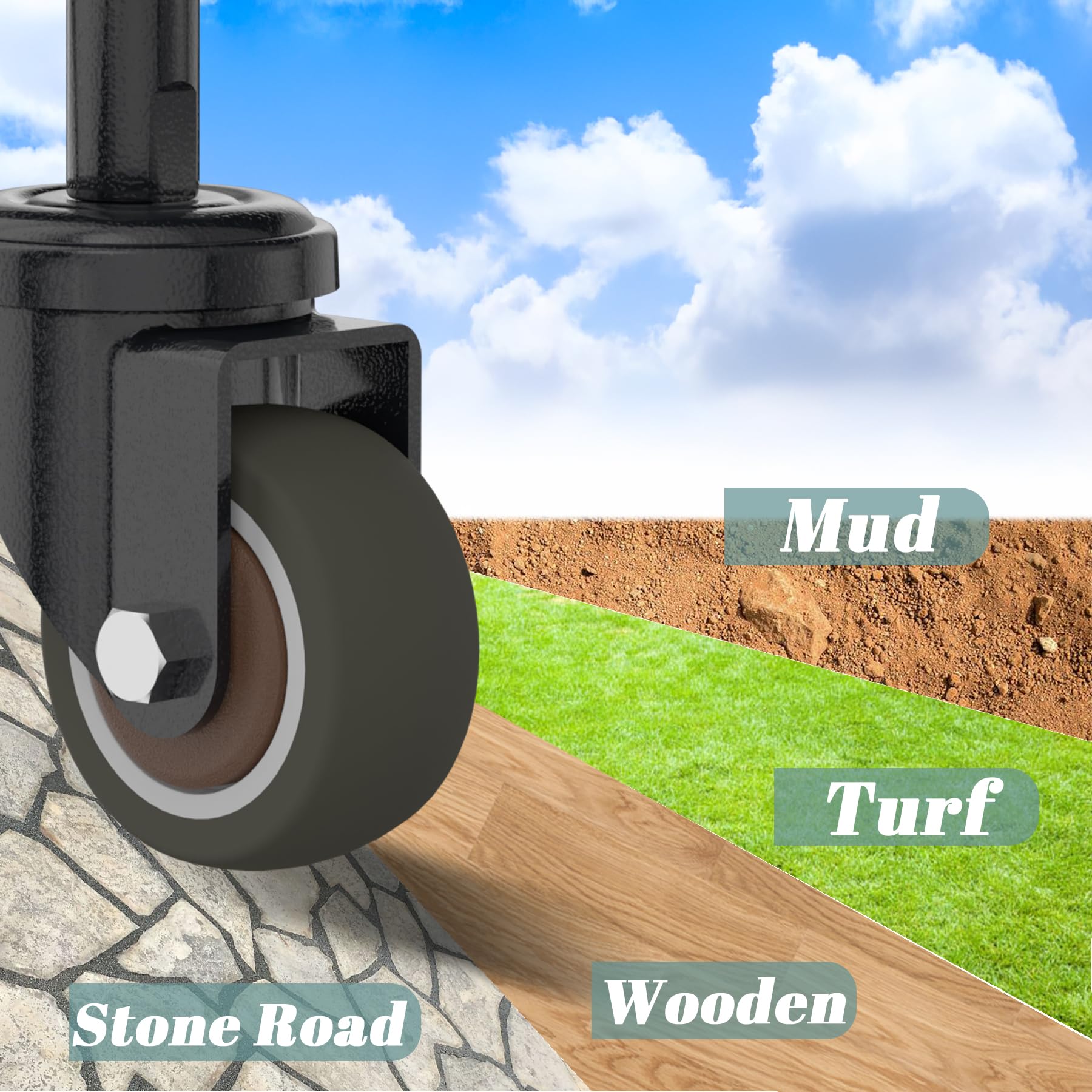 USCaster Gate Wheel 2 Inch Heavy-Duty Caster For Wooden Gates - 360 Degree Rotation, Solid Rubber Tire, 80lbs Capacity, Spring-L