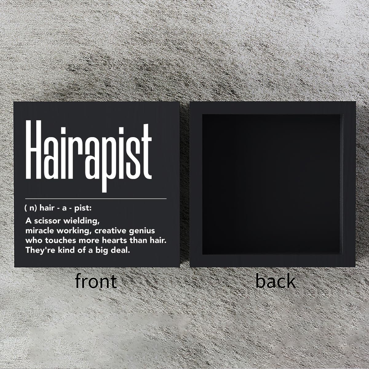 Rustic Wooden Hairapist Definition Sign - Black Wooden Box for Home Desk Tabletop Shelf Counter Beauty Shop Barbershop Hair Salon Decor image 3