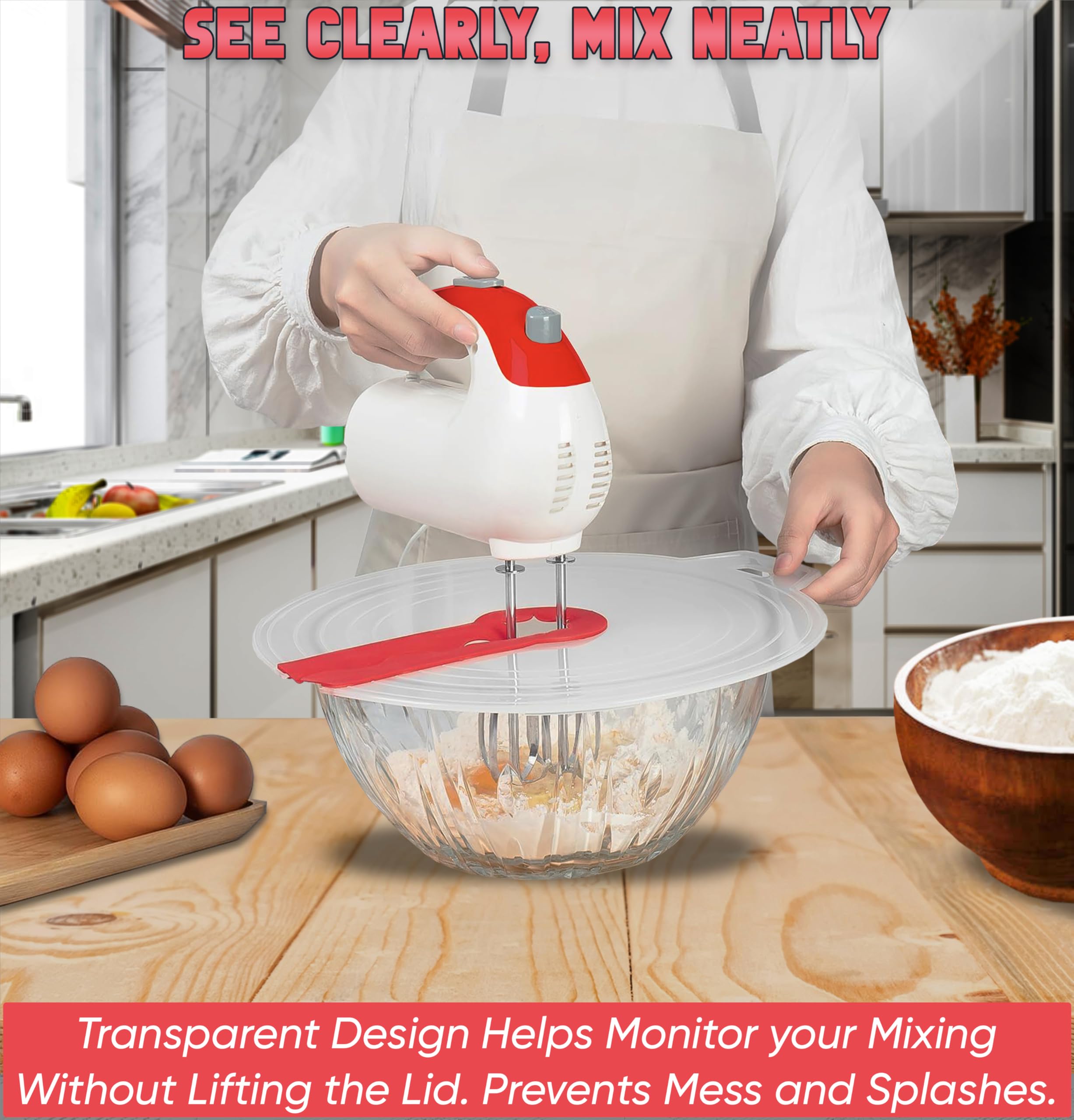 Protège-Mixeur Anti-Éclaboussures - Avec Grattoir Intégré - Compatible KitchenAid 4,5 Et 5 Qt