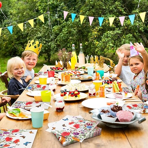 Miniatura 6 de Patelai 100 servilletas desechables de flores, servilletas decorativas de papel oceánico, servilletas náuticas para invitados para baño, cocina,