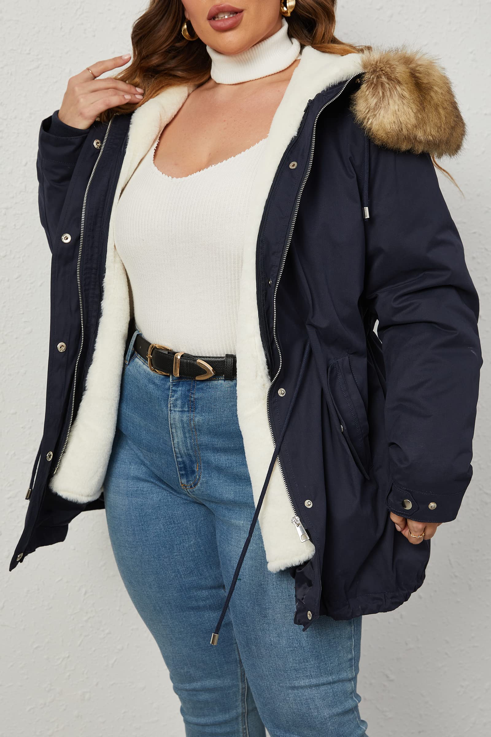 Geschallino Mujer Chaqueta Tallas Grandes 3 en 1 Parka Invierno Caliente Largo Abrigo con Desmontable Forro Polar