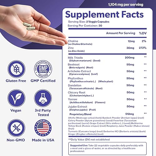 Miniatura 6 de Suplemento de desintoxicación y reparación de limpieza hepática  Fórmula de desintoxicación del hígado de cardo mariano 21 en 1  Suplemento de salud