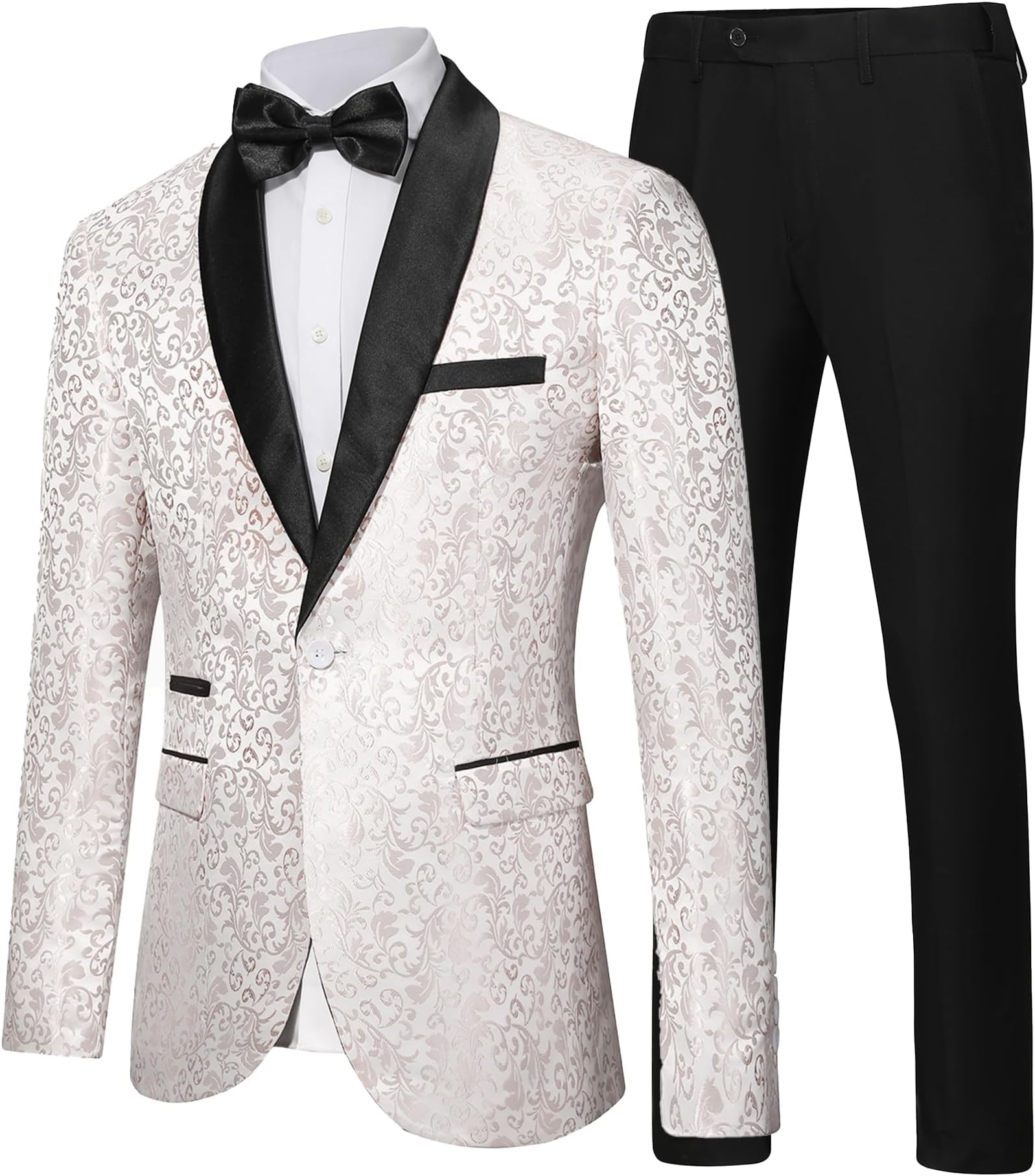 LiveZouMen Floral Blazer Suit Jacket Dinner Party Prom Wedding Stylish Tuxedo