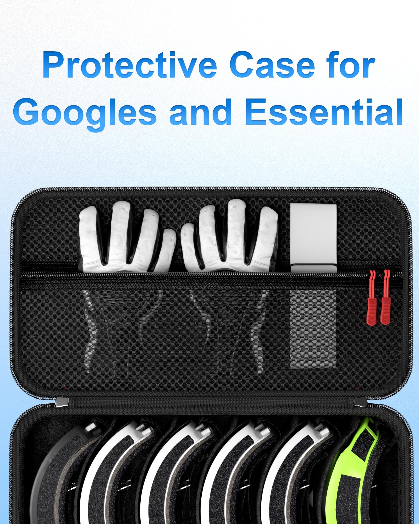 ProCase Grand Étui à Lunettes de Ski, Housse Rigide et Rangement Protégé Masque de Ski avec Poignée, Boîte pour Masque, Sac de Transport Goggle Case Protection
