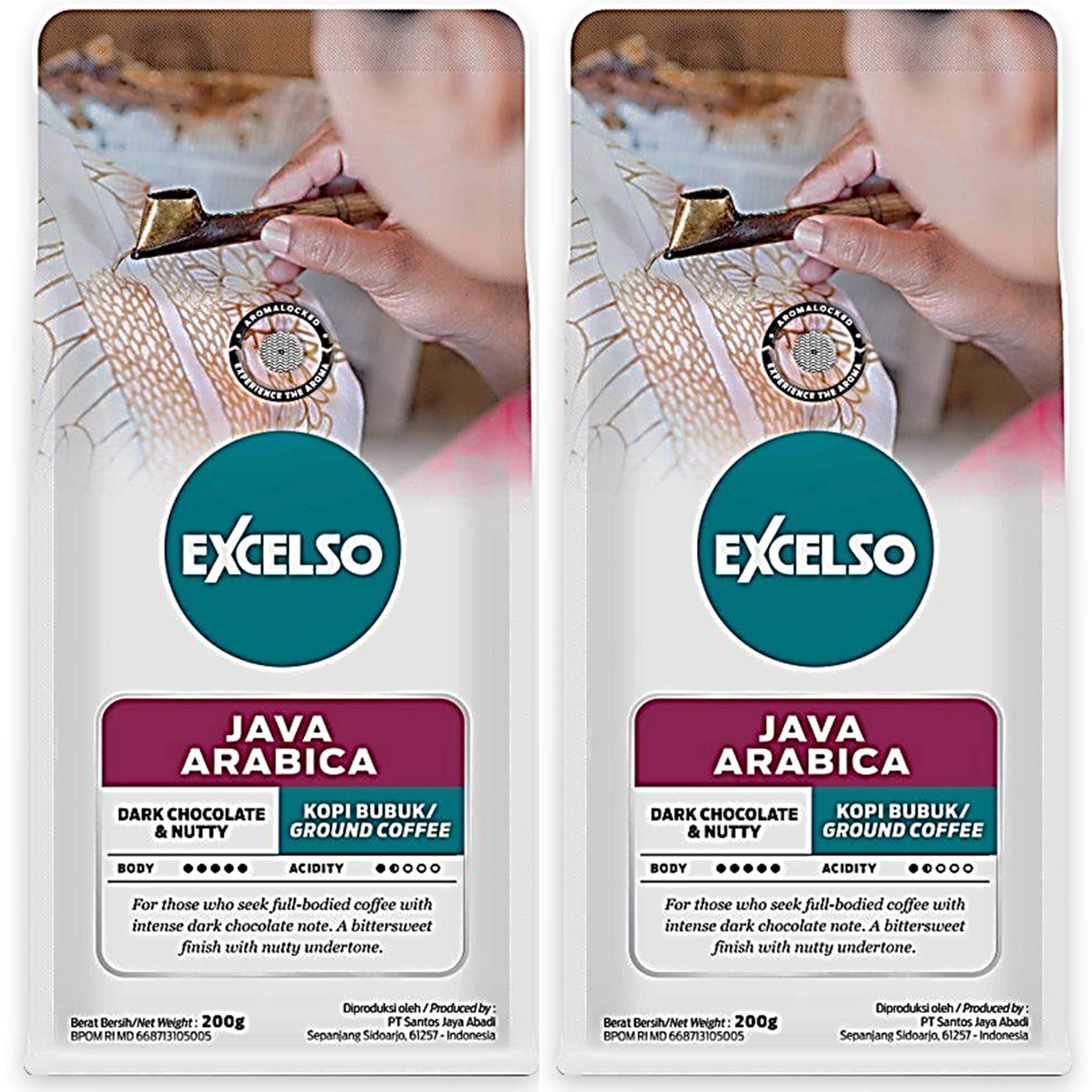 Excelso Java Arabica, Ground Coffee, 200g (Pack of 2)