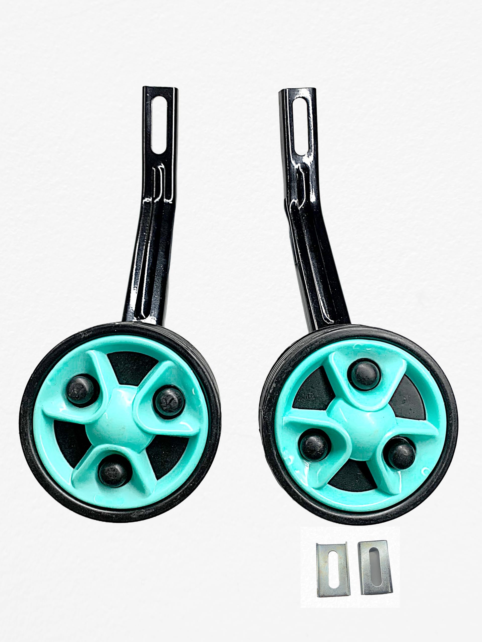 Bicycle Training Wheels Set for 12",14", 16", 20" Inches Cycle, Side Support with Turquoise Design, Black-image-8