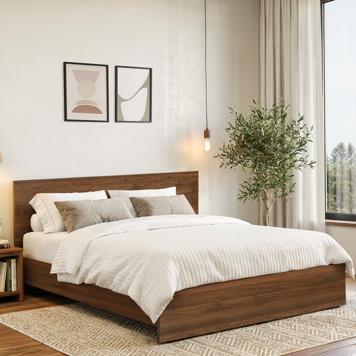 ABOUT SPACE Bed - (80 x 74 inches) King Size Bed with Storage Box & Headboard| Engineered Wooden Bed Frame with Airflow Design, MDF Base Panel| 1-Year Warranty Cot for Bedroom - Columbia Walnut-image-12