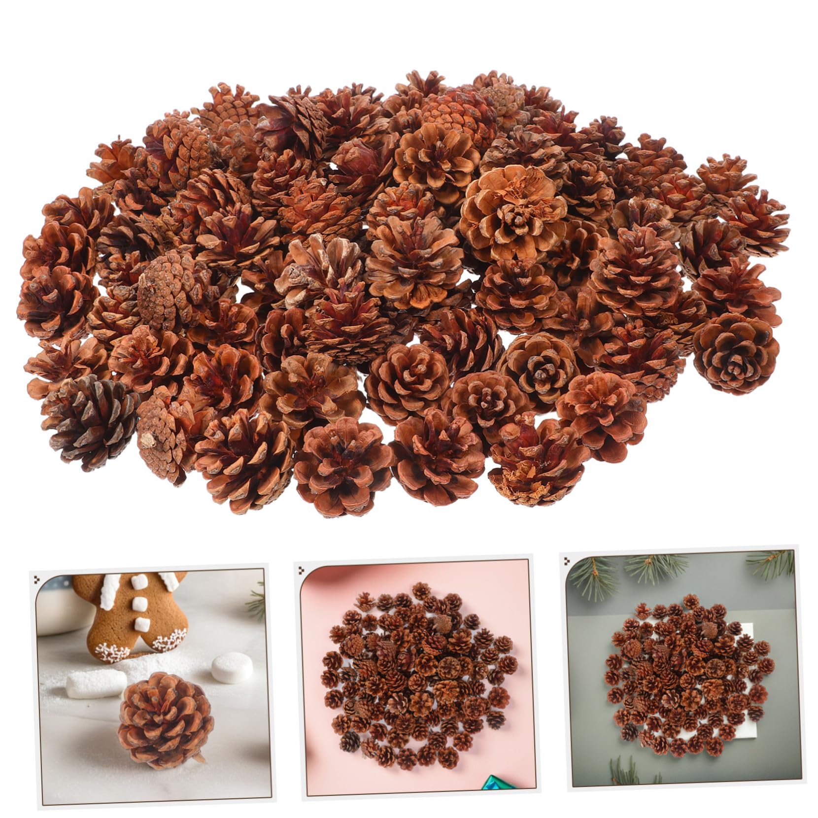 Levemolo Mini Piñas Navideñas Naturales De 3-4 Cm 130 Unidades para Manualidades Otoñales y Decoraciones DIY Piñas para Jarrones, Acción De Gracias, Bodas e Invierno