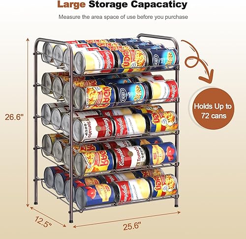 Miniatura 2 de MOOACE Organizador de latas, dispensador de almacenamiento de latas de 5 niveles con capacidad para hasta 60 latas, organizador de latas, ideal para