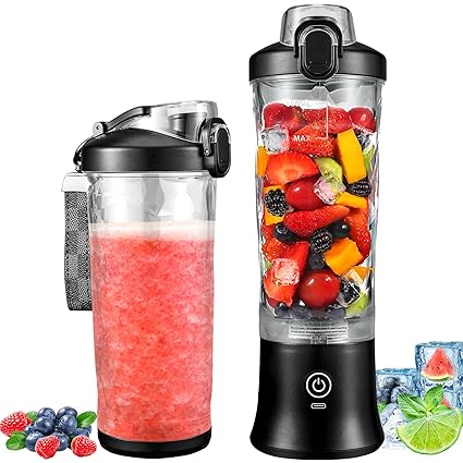 Portable Blender 20 oz Personal Blender for Shakes and Smoothies, BPA Free USB C Rechargeable Blender Cups with 6 Blades and Travel Lid