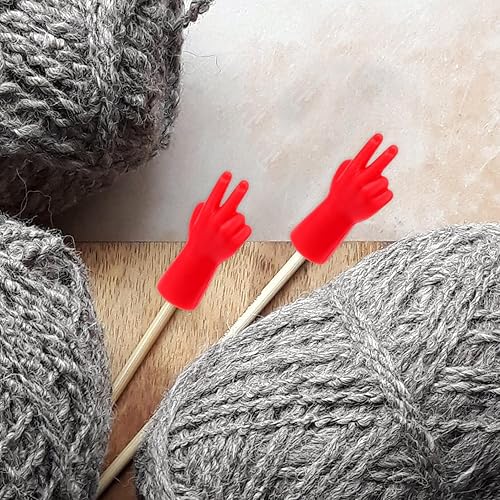 Miniatura 3 de EXCEART 6 Uds. Agujas de tejer Protectores de punto de goma de punto de aguja de punto tapas tapas de papel de roca Tijeras Agujas Tapones de punto