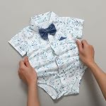 WESIDOM Baby Boy Clothes Suit 0-24M Infant Gentleman Wedding Outfit Shirt+Bowtie+Beret+Suspender Pants Clothing Set