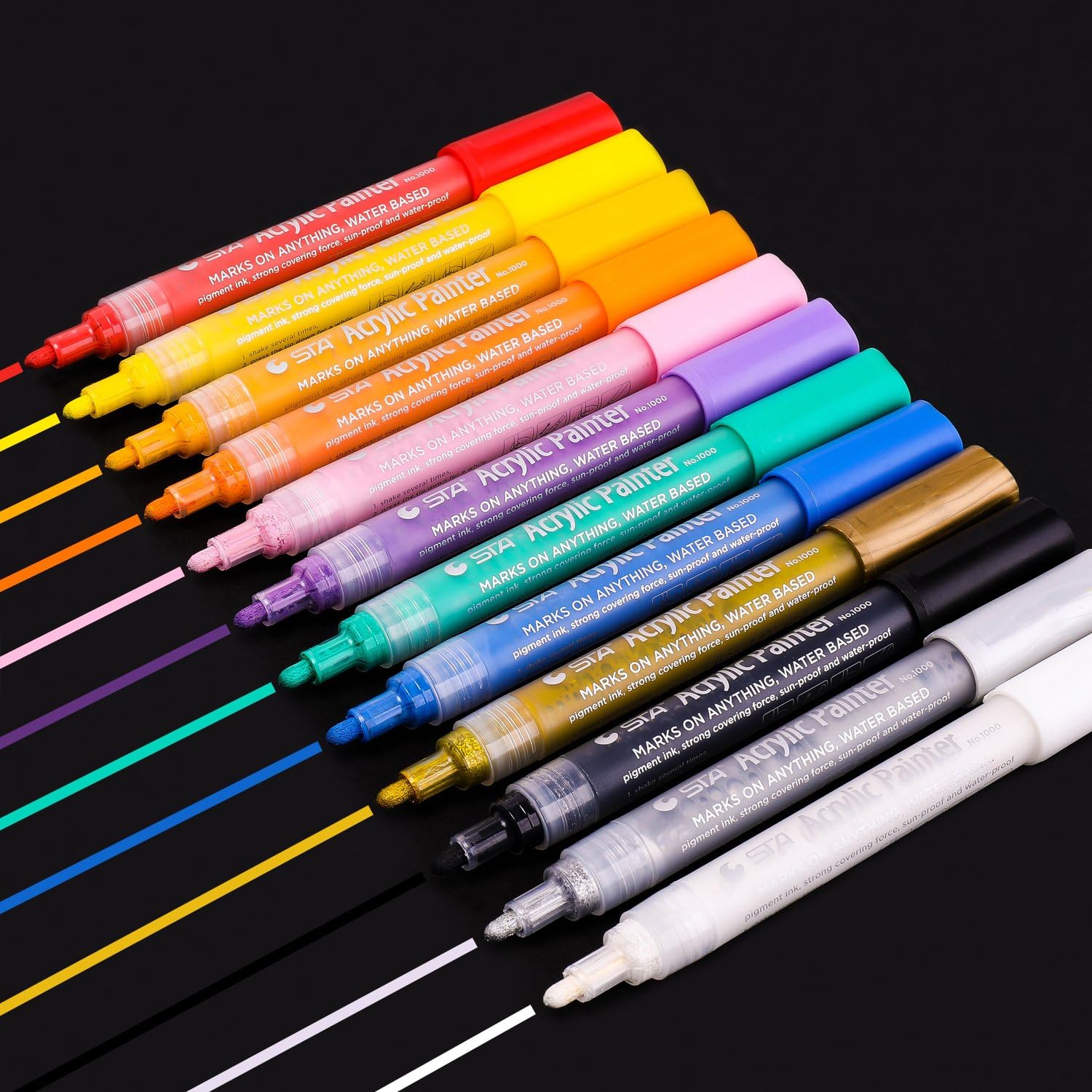 Sunshilor Acrylic Paint Marker Pens Medium Point, Water